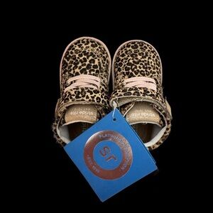 Stride Rite Leopard Print Baby Shoes with Pink Accents
